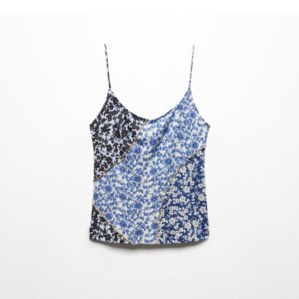 Mango printed top with contrast stitching Size L